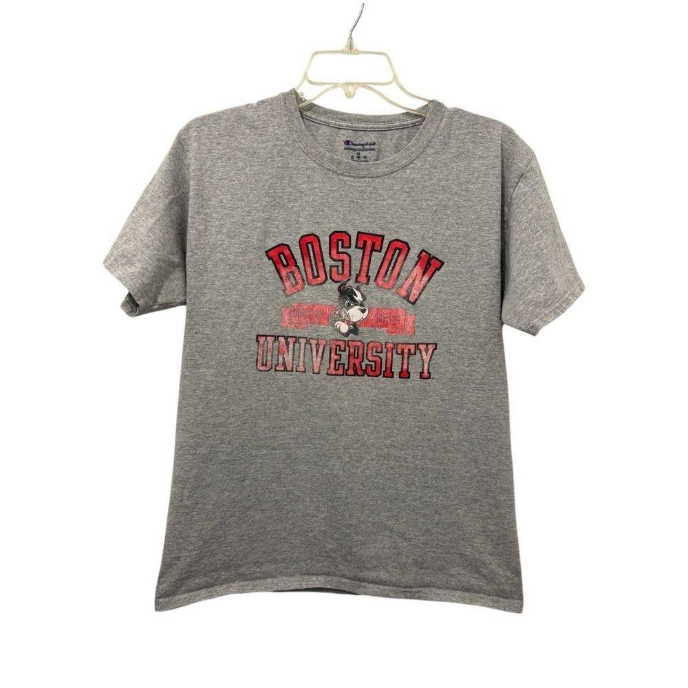 CHAMPION Boston University Terriers Shirt Mens Large Gray Short Sleeve